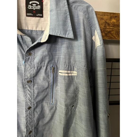 LR Scoop Men's Blue Button Front Shirt | Size 5X - Picture 4 of 5